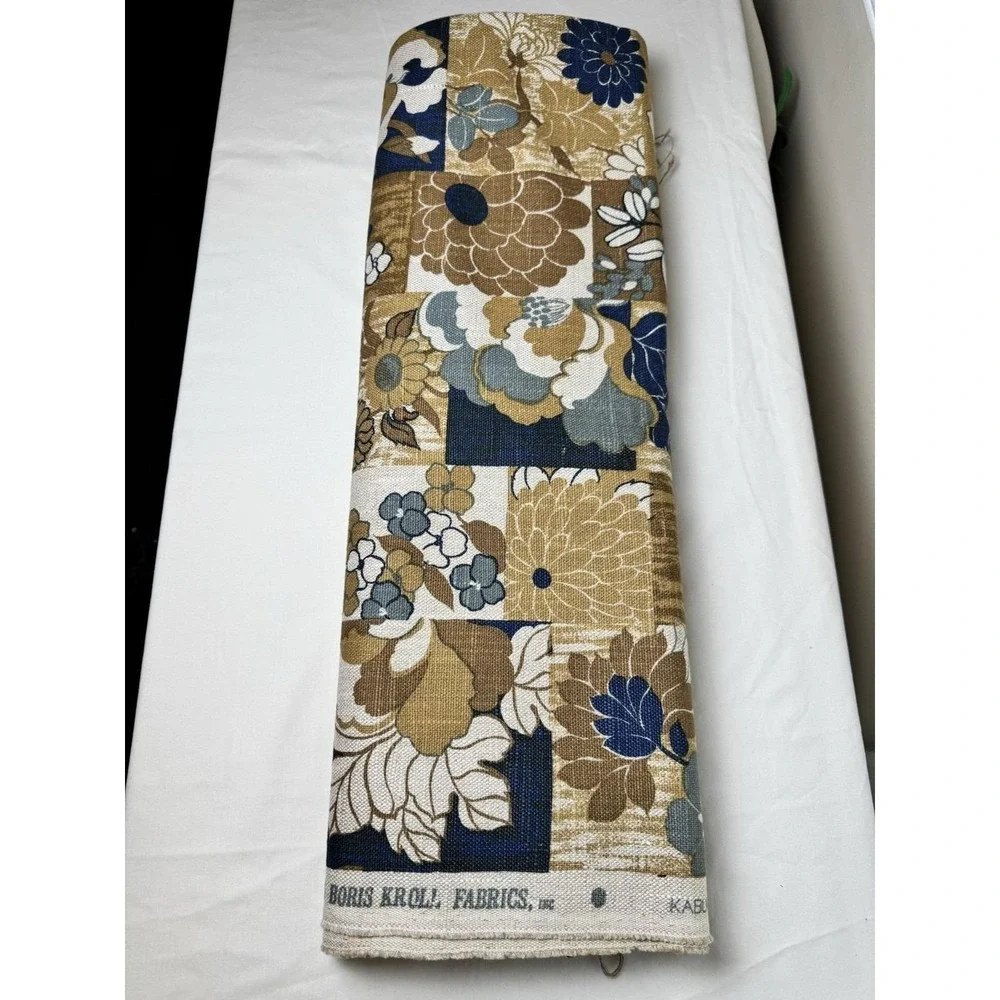 Vintage Boris Kroll Fabrics Kabuki MCM 3 3/4 Yards Continuous Fabric